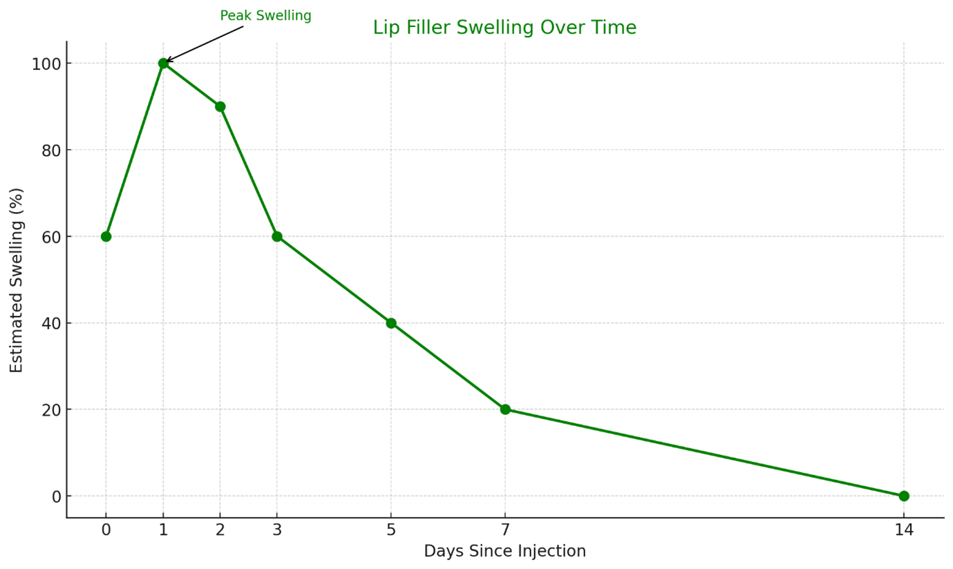 Stages of lip filler swelling