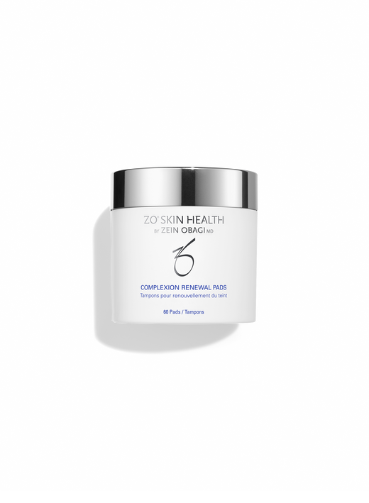 ZO Skin Health Complexion Renewal Pads by Zein Obagi MD, a white jar with a silver lid containing 60 pads.