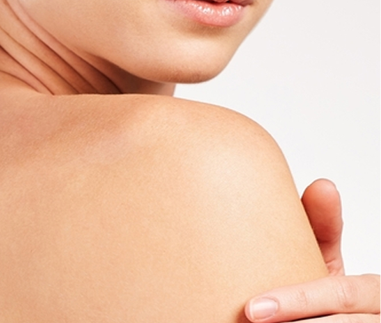 Smooth shoulder skin representing CryoPen lesion treatment